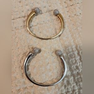 Noir Lot Of 2 Bracelets Sparkle Ball Open Cuff Bracelet One Gold One Silver